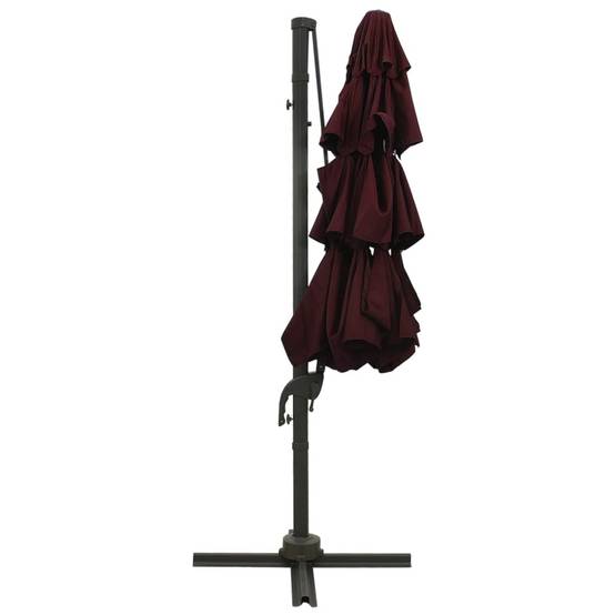 Helloshop26 - Parasol à 4 niveaux avec mât en aluminium 3 x 3 m bordeaux - Imagen 4