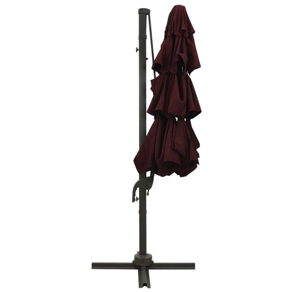 Helloshop26 - Parasol à 4 niveaux avec mât en aluminium 3 x 3 m bordeaux - Imagen 4
