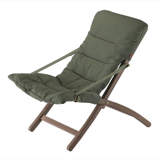 Fiam - Chaise Relax LINDA SOFT Bois d'Hêtre Oléfine VERT SAUGE 89/96x61x92/102 cm FIAM