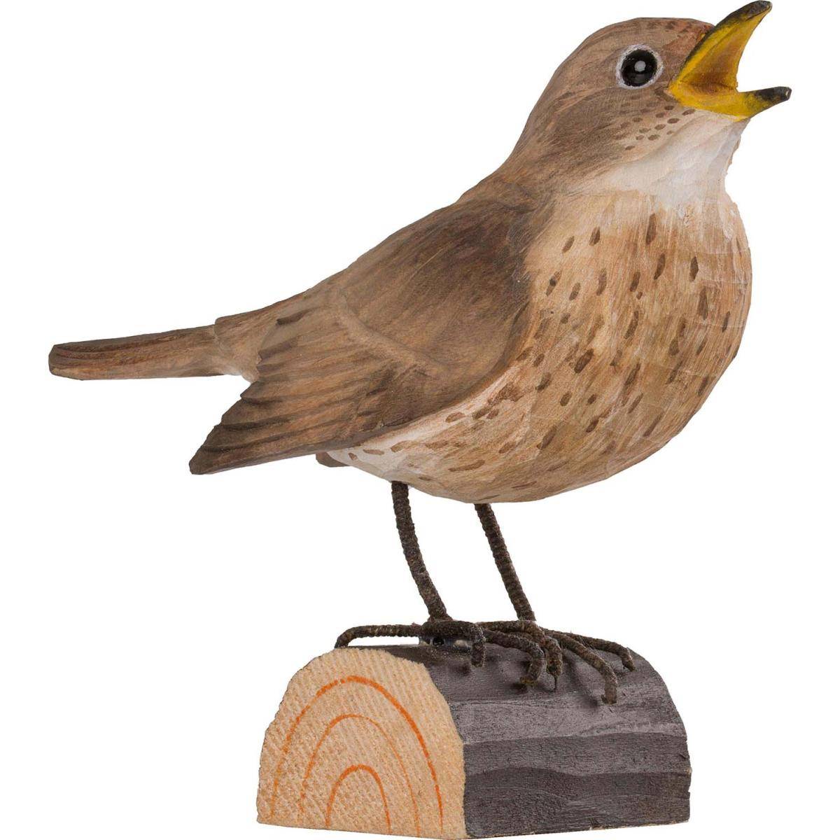 Rossignol progné en bois sculpté à la main 12.5 x 4.9 x 9.9 cm Wildlife Garden - Imagen 1