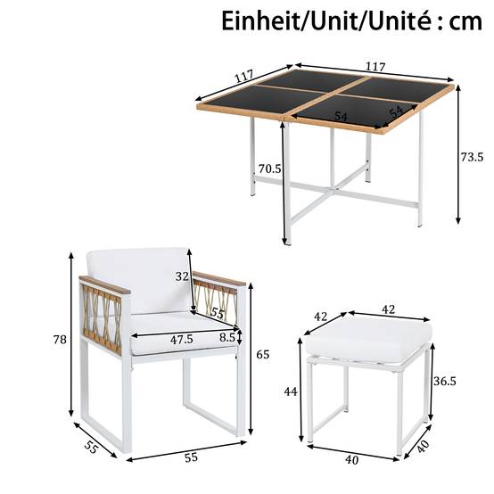 Set 7 pièces 117 cm – robuste, imperméable, résiste aux UV - Image 3