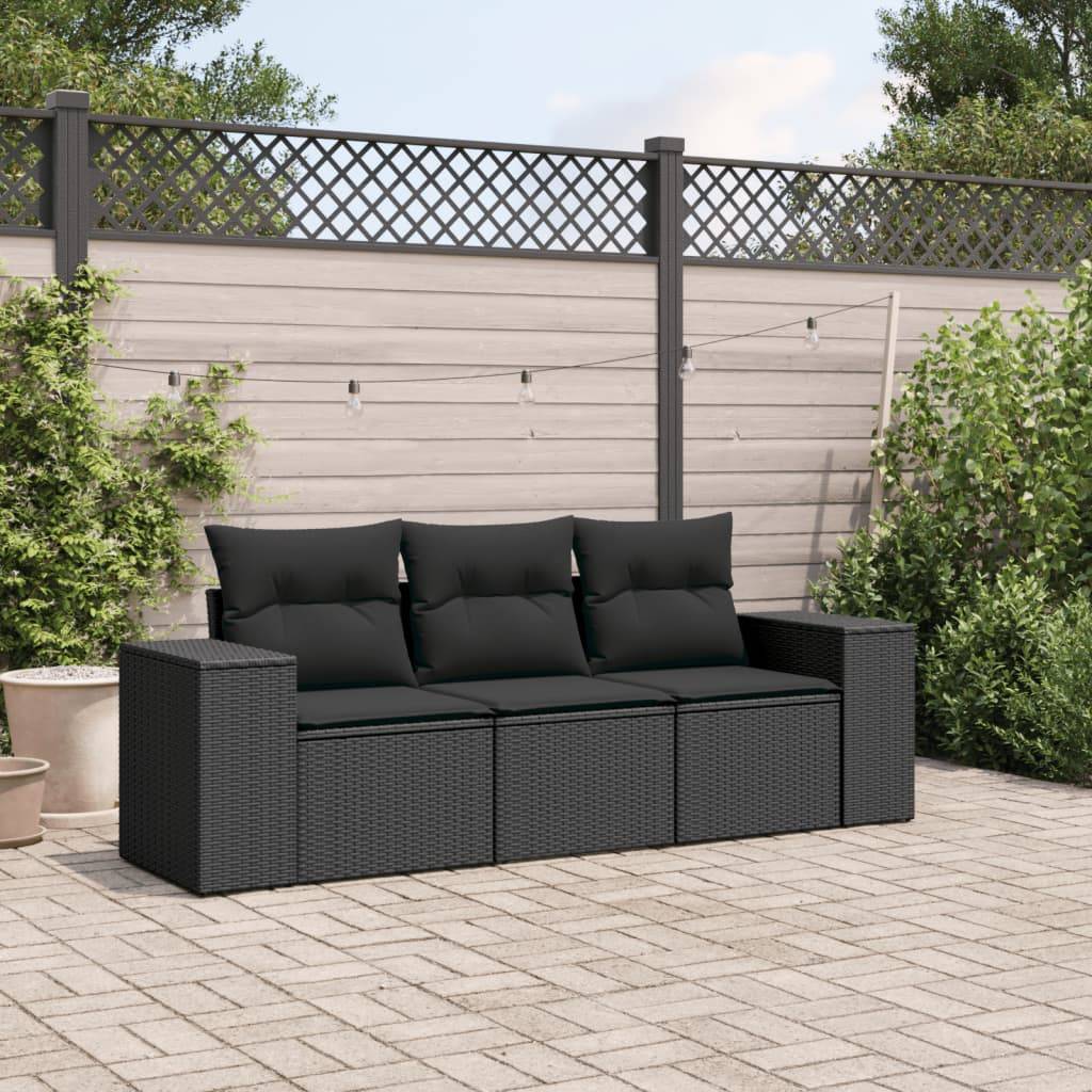 ComfortXL - Petit salon de jardin 3 places en résine tressée modulable pour balcon et terrasse Noir – ComfortXL Outdoor Living - Image 1
