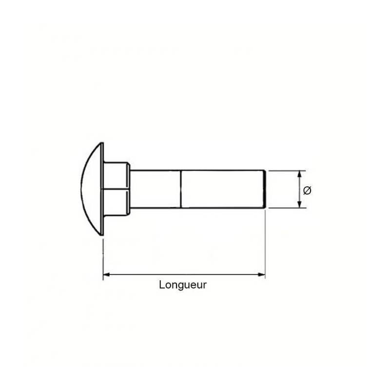 Boulon VISWOOD Tête ronde collet caré - AZ 4.8 - Ø6 x 65 mm - Boite de 100 - 5016065 - Imagen 2
