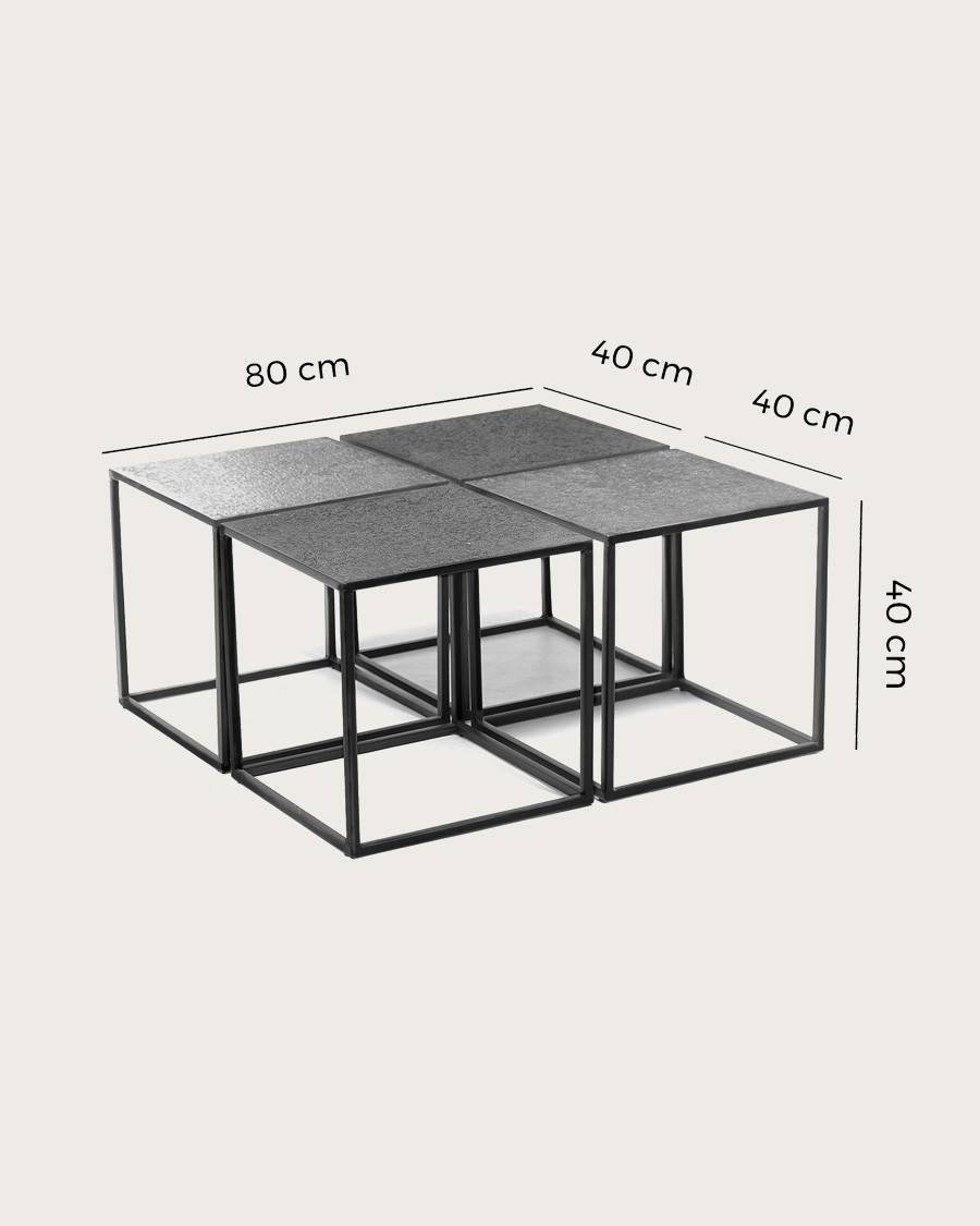 Domino - Table basse carrée en métal bicolore noir et doré - UNIQKA - Imagen 6
