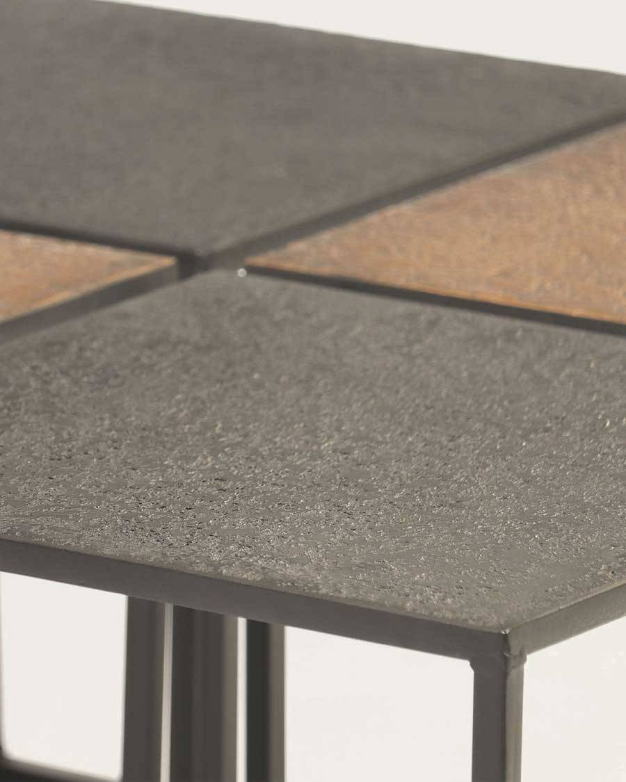 Domino - Table basse carrée en métal bicolore noir et doré - UNIQKA - Imagen 5