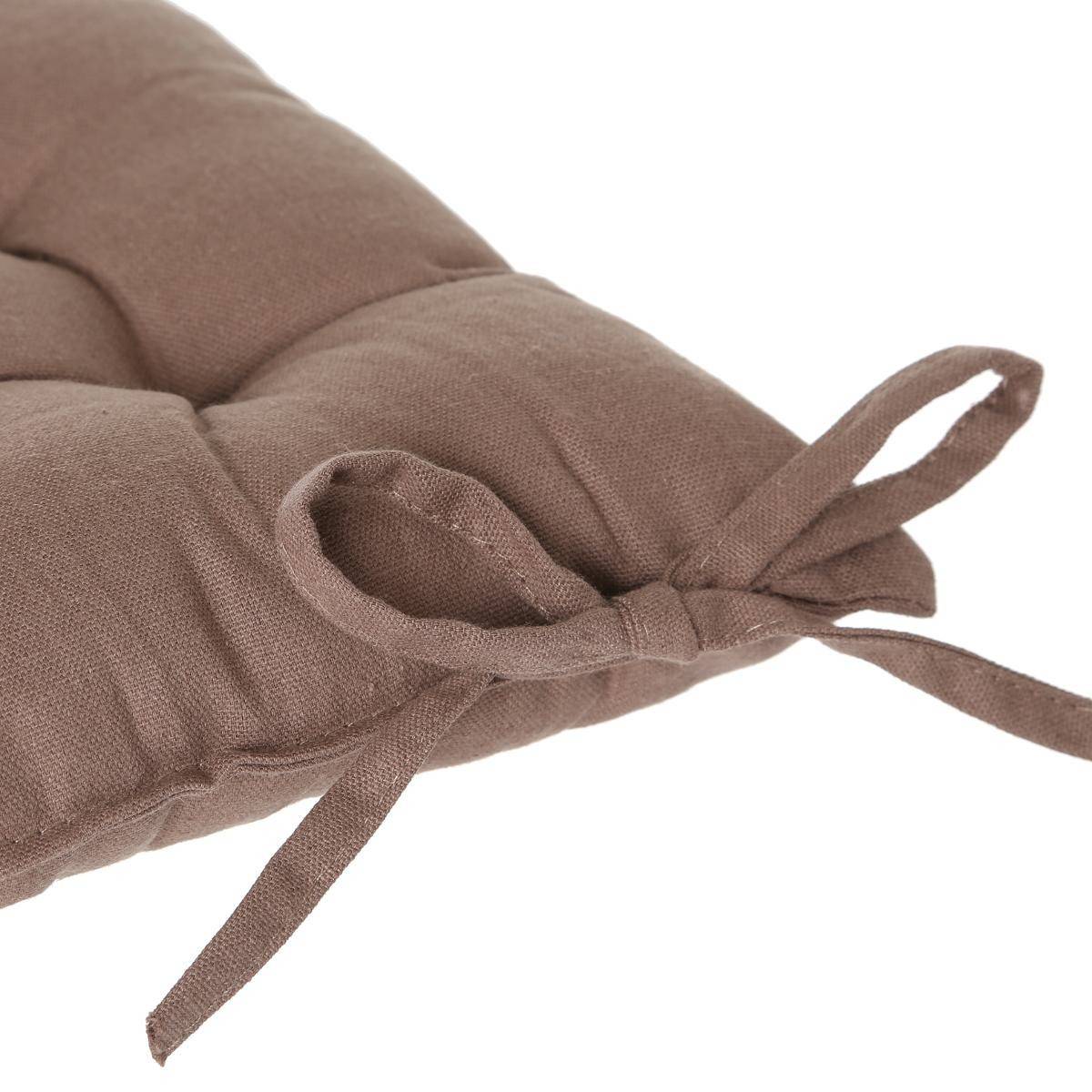 Lot de 2 Galettes de chaise en Coton Taupe 38 x 38 cm - Imagen 2