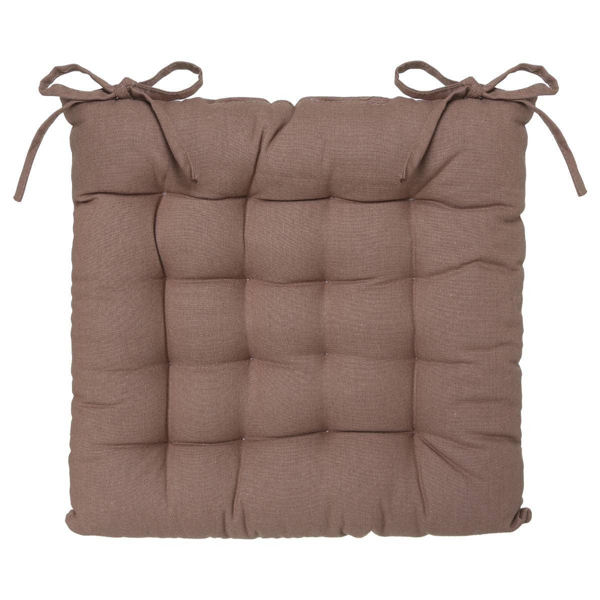 Lot de 2 Galettes de chaise en Coton Taupe 38 x 38 cm - Imagen 3