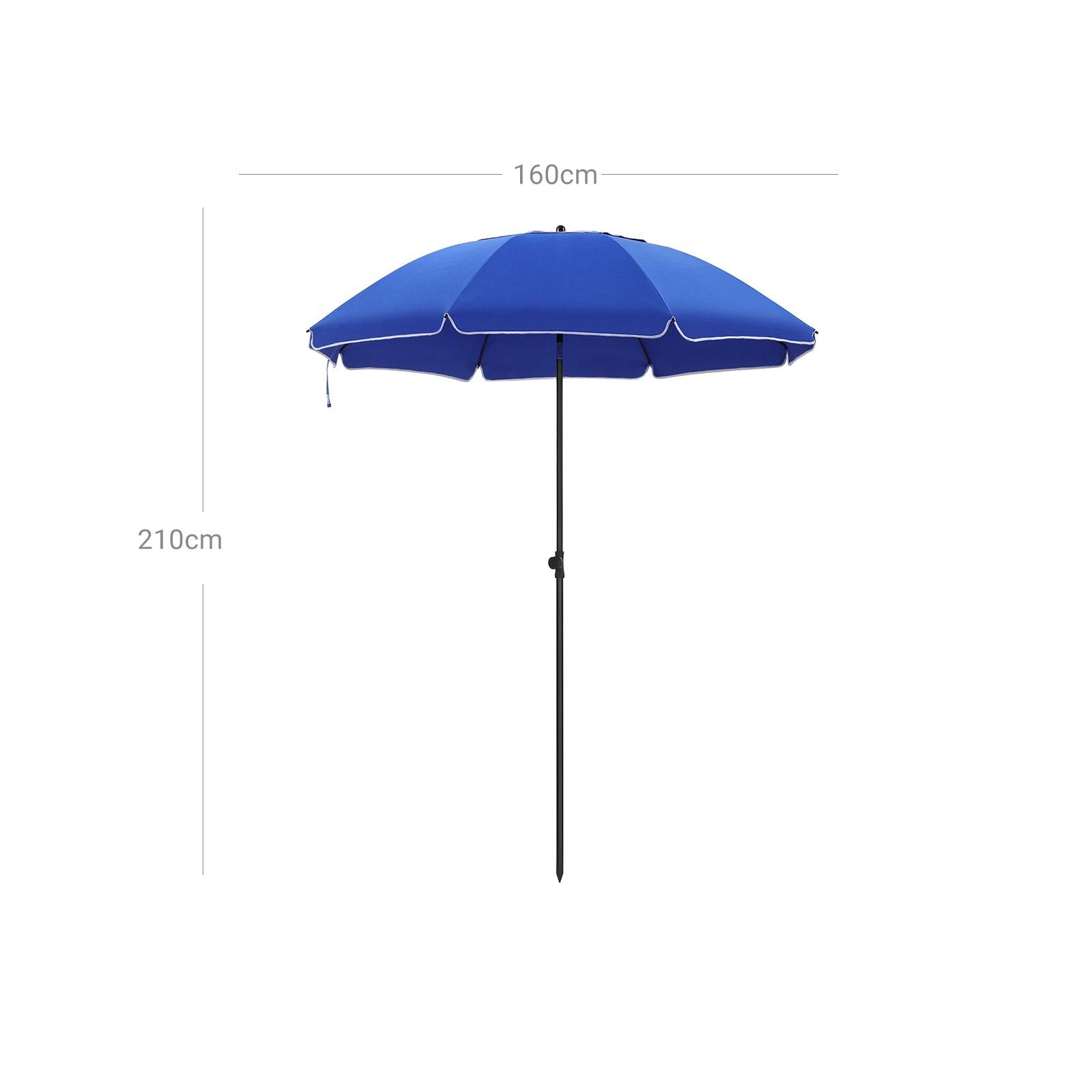 Helloshop26 - Parasol de jardin diamètre 2 m ombrelle protection upf 50+ inclinable portable résistant au vent baleines en fibre de verre avec sac bleu gpu65buv1 - Imagen 4