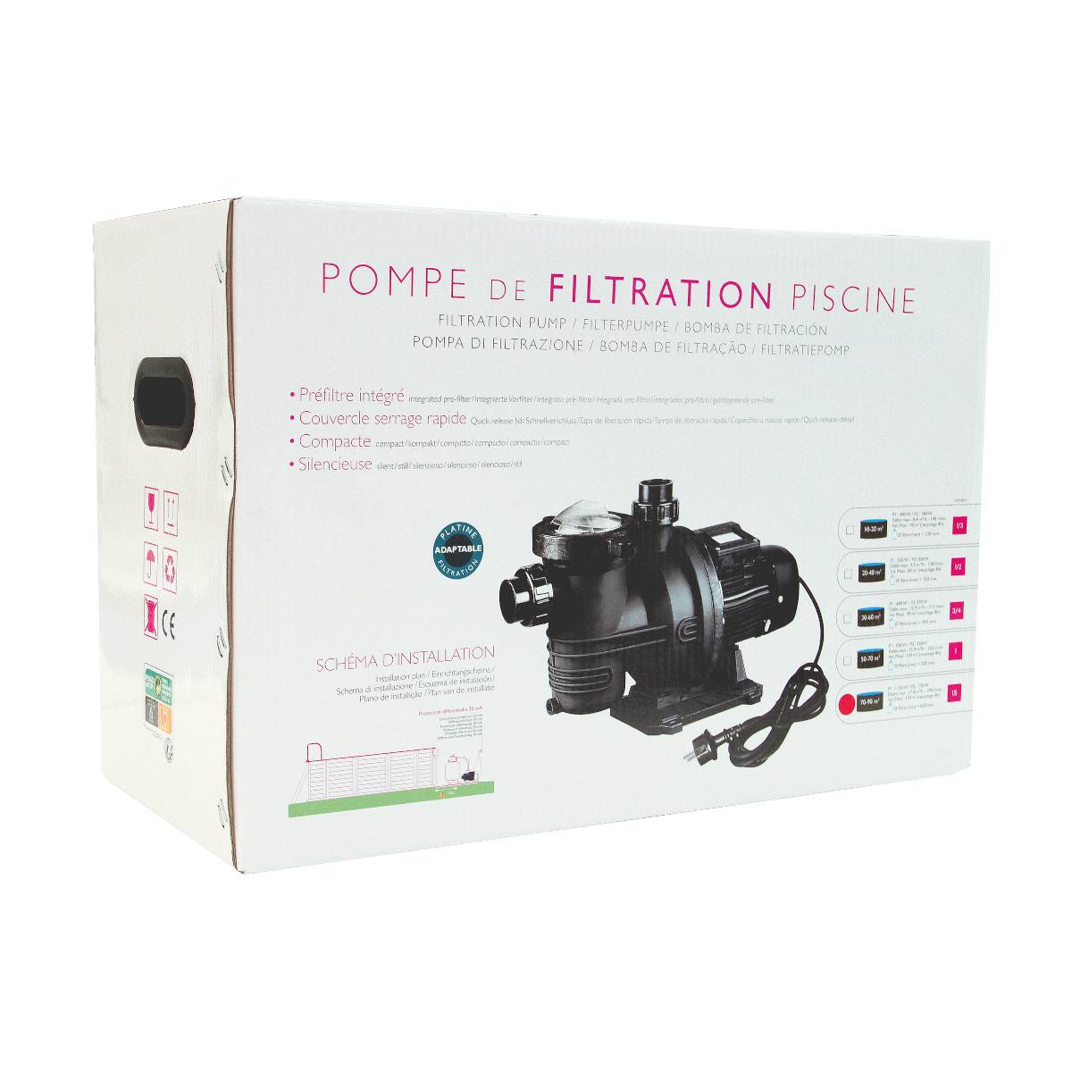 Aqualux - Pompe de filtration piscine 9-10m3/h - 30-60m3 106454 Aqualux - Imagen 6