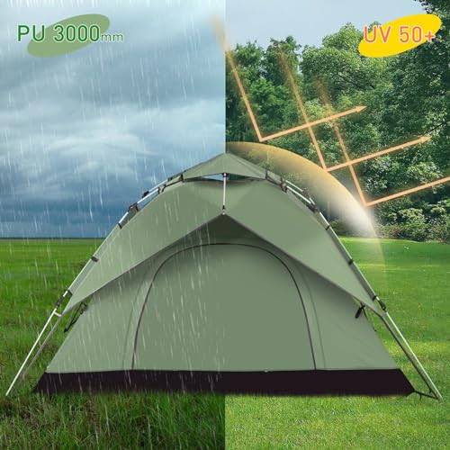Tente Dôme 2-3 Personnes – 210x240x130 Cm, Imperméable 3000 Mm, UPF 50+, Auvent, 2,5 Kg