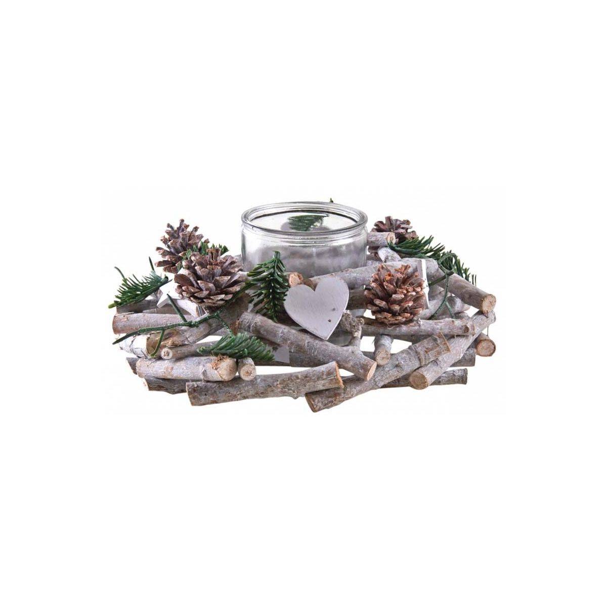 Aubry Gaspard - Photophore couronne de Noël en bois et verre - Imagen 1