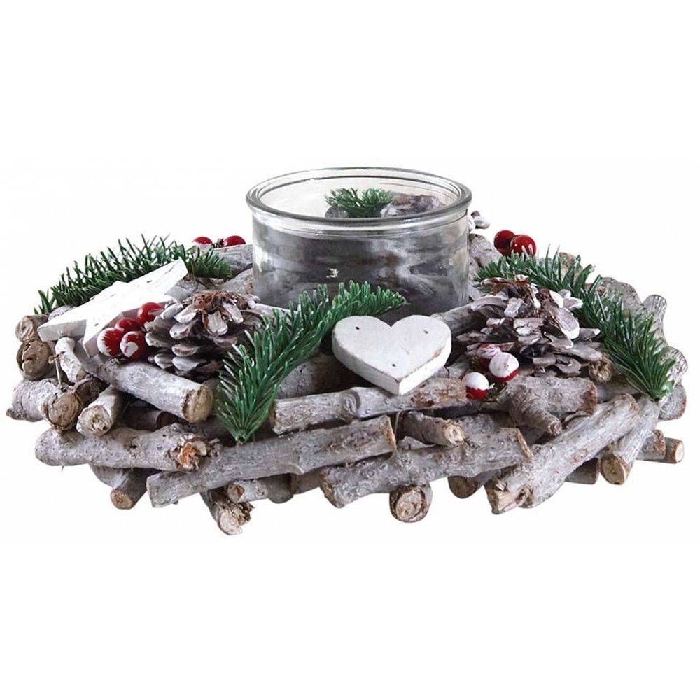 Aubry Gaspard - Photophore couronne de Noël en bois et verre - Imagen 2