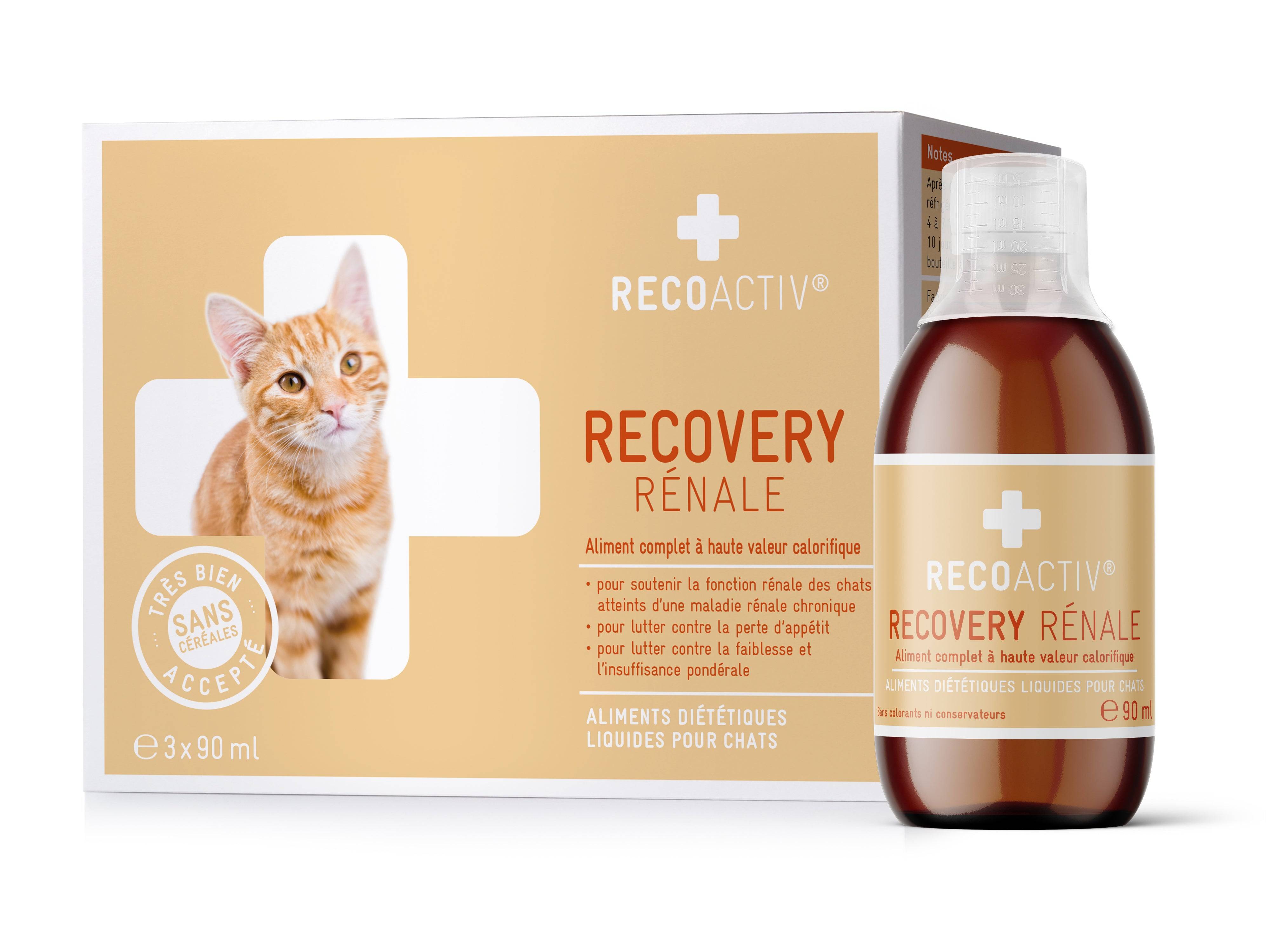Recovery Rénale Tonique pour chats, 3 x 90 ml, en cas de troubles de la fonction rénale, pendant la convalescence, pour la prise de poids - RECOACTIV® - Imagen 1