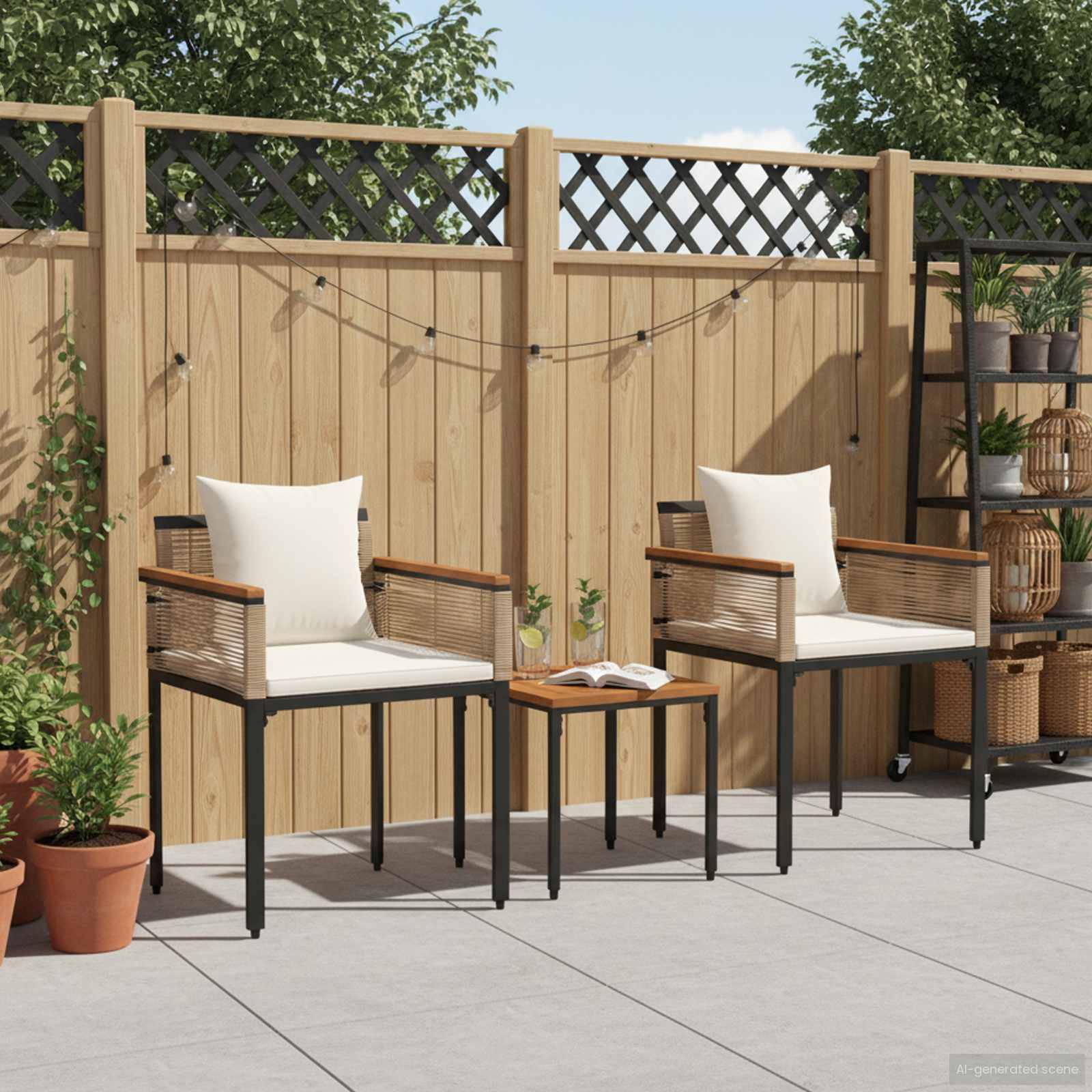 Vidaxl - Ensemble de meubles d'extérieur-Salons de jardin Beige et blanc crème polyrotin 582152 - Image 4