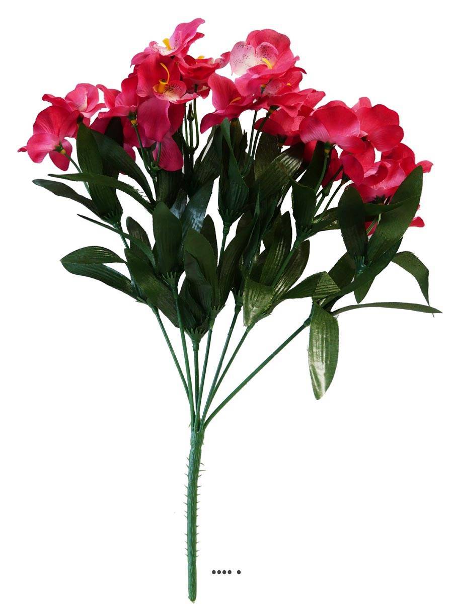 Bouquet d'Orchidées factices 21 fleurs H33cm superbe Rose fushia - couleur: Rose fushia 730 - Image 1
