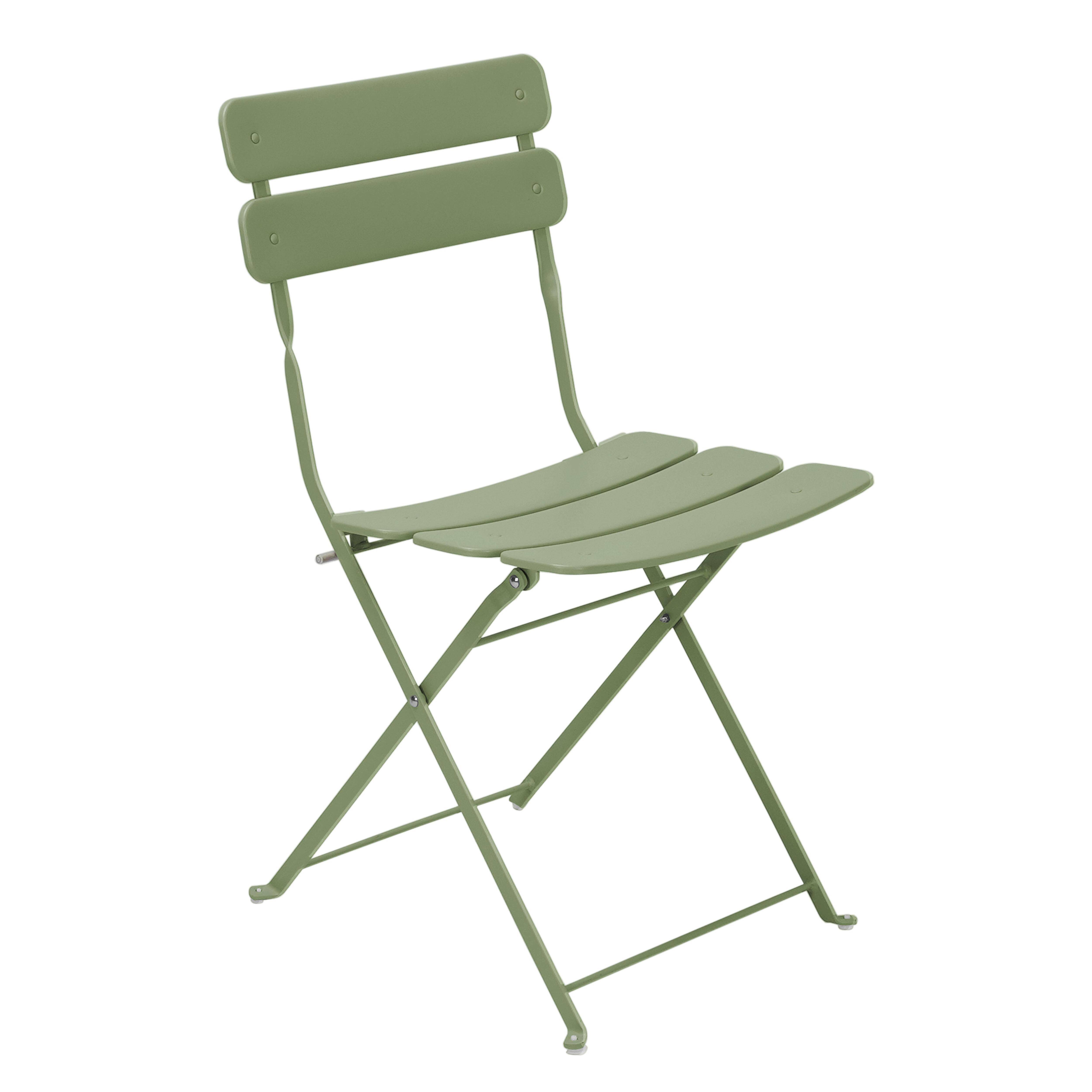 Oviala - Table de terrasse ronde pliante et 2 chaises pliantes vert tilleul Annecy - Oviala - Image 4