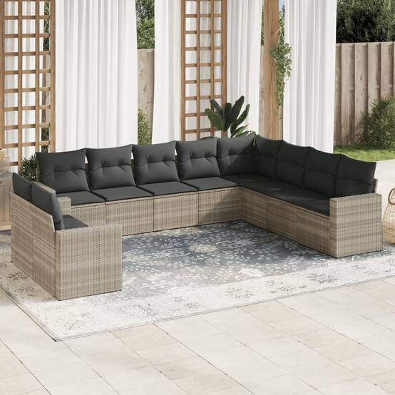 Salon de jardin bas 10 places Résine Tressée Gris Clair avec Rangement sous Assise – ComfortXL Outdoor Living - Image 1