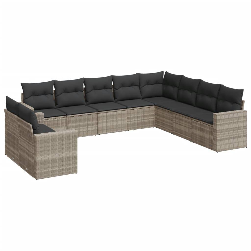 Salon de jardin bas 10 places Résine Tressée Gris Clair avec Rangement sous Assise – ComfortXL Outdoor Living - Image 2