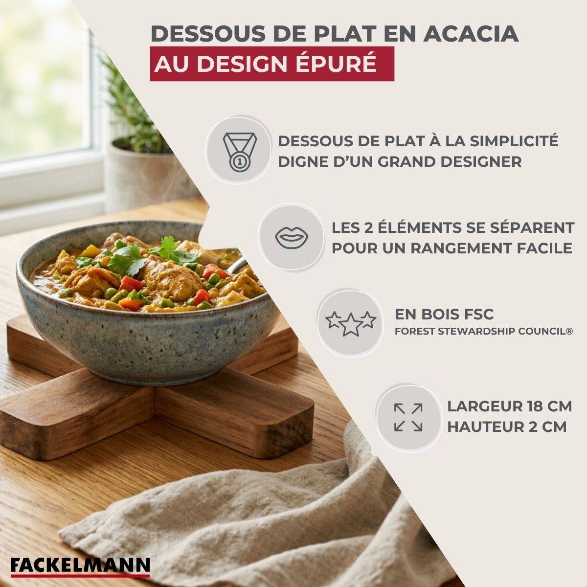 Dessous de Plat 18 cm Fackelmann Acacia - Image 3