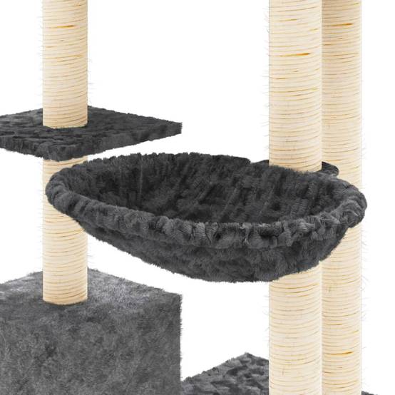 Arbre à Chat Gris Foncé Sisal Jeu 142cm pour Chat Moyen Robuste Intérieur - ComfortXL Outdoor Living - Image 6