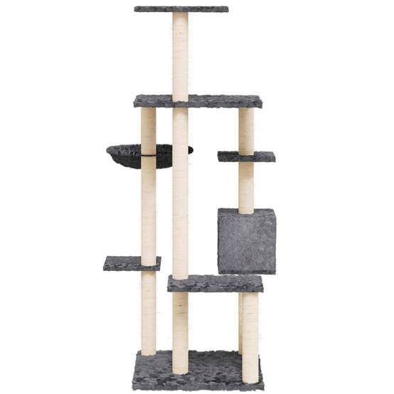Arbre à Chat Gris Foncé Sisal Jeu 142cm pour Chat Moyen Robuste Intérieur - ComfortXL Outdoor Living - Image 4