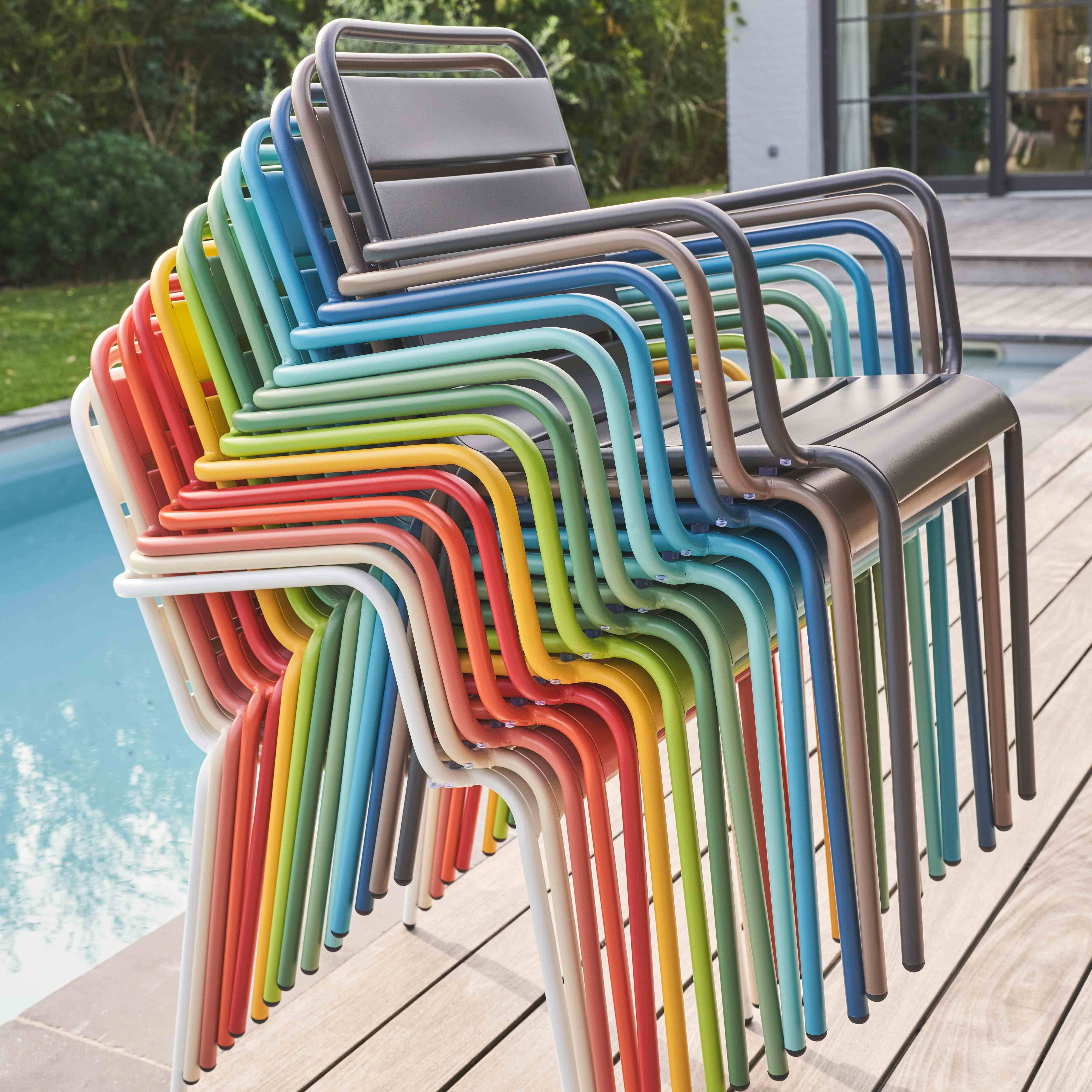 Oviala - Fauteuil de jardin en métal taupe Palavas - Oviala - Imagen 6
