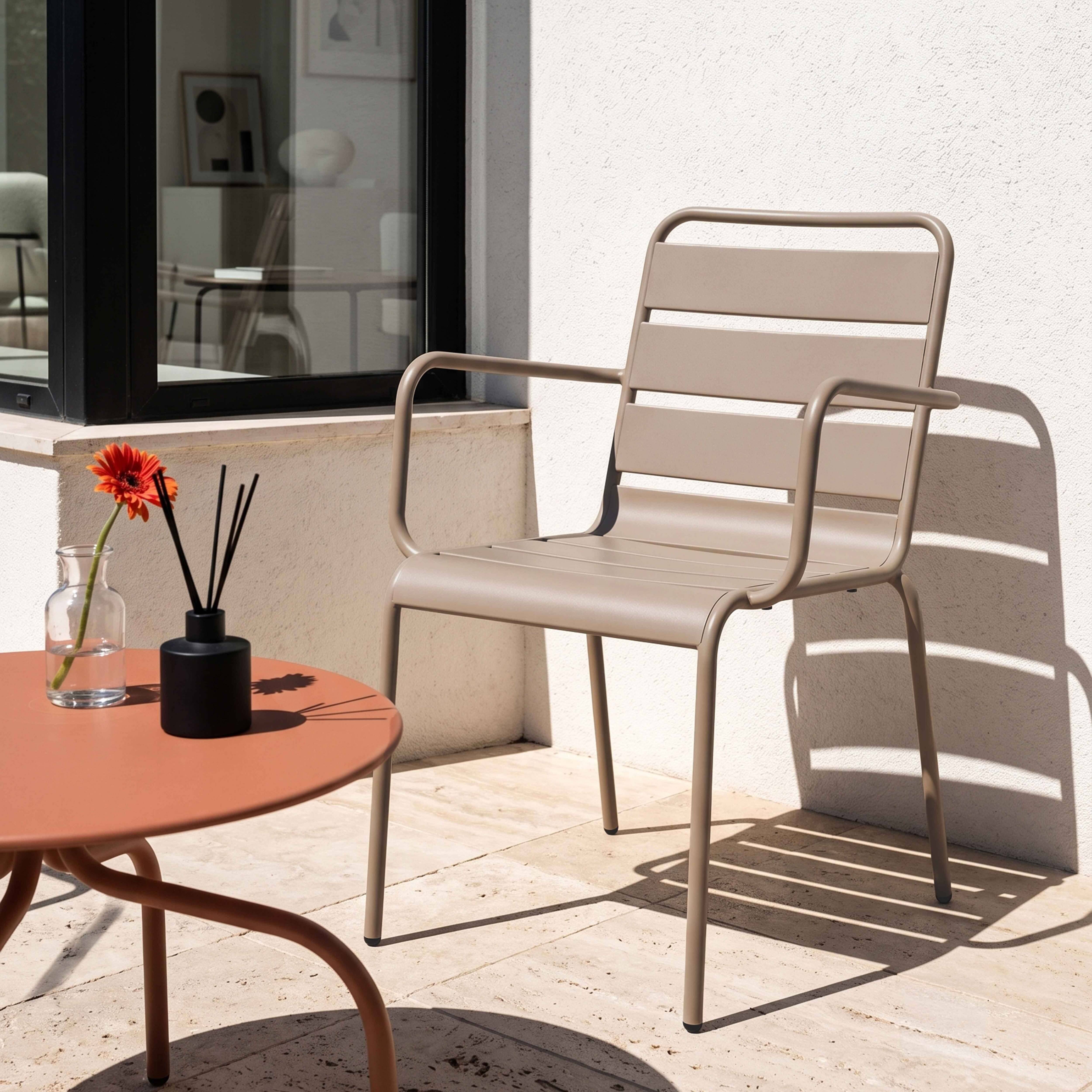 Oviala - Fauteuil de jardin en métal taupe Palavas - Oviala - Imagen 2