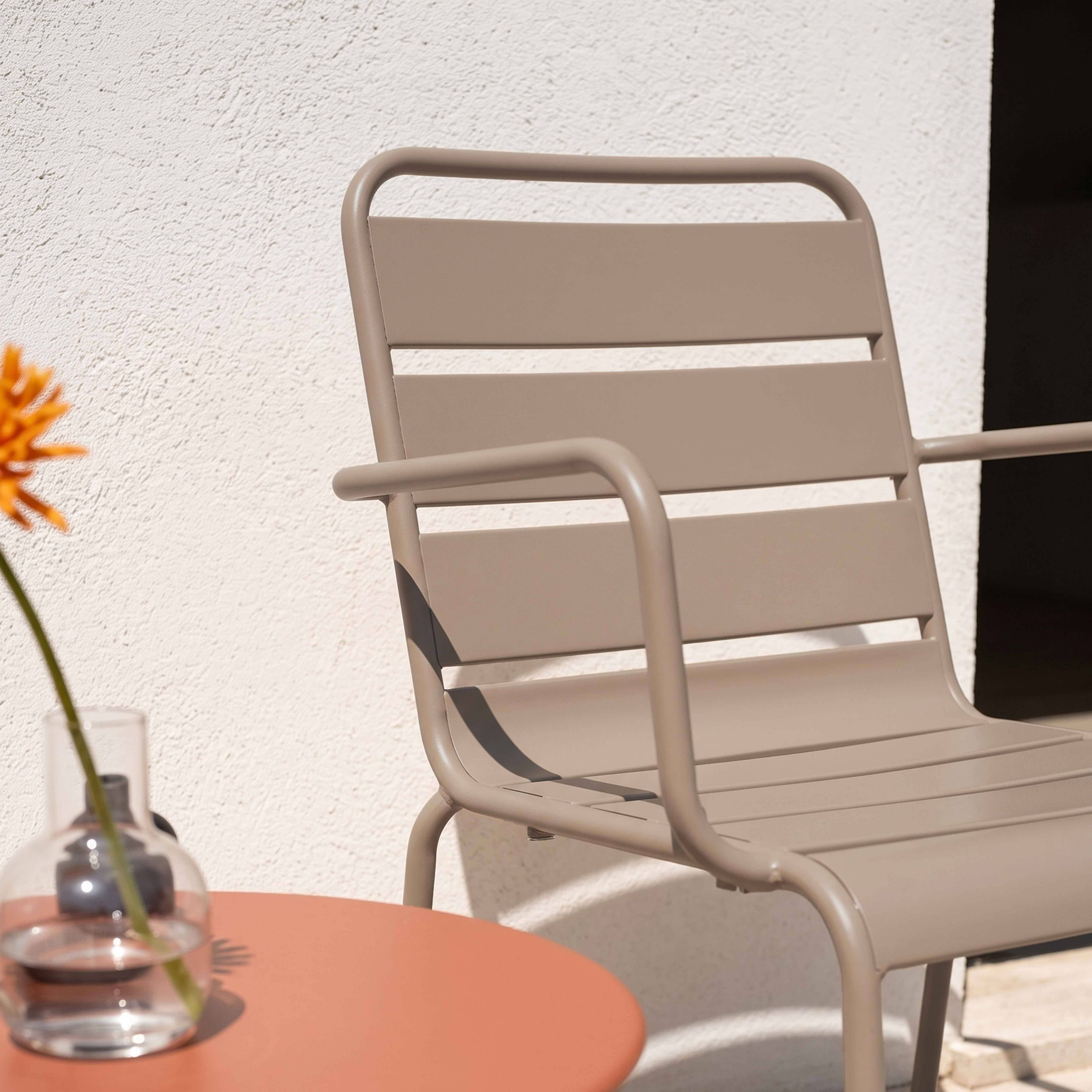 Oviala - Fauteuil de jardin en métal taupe Palavas - Oviala - Imagen 3