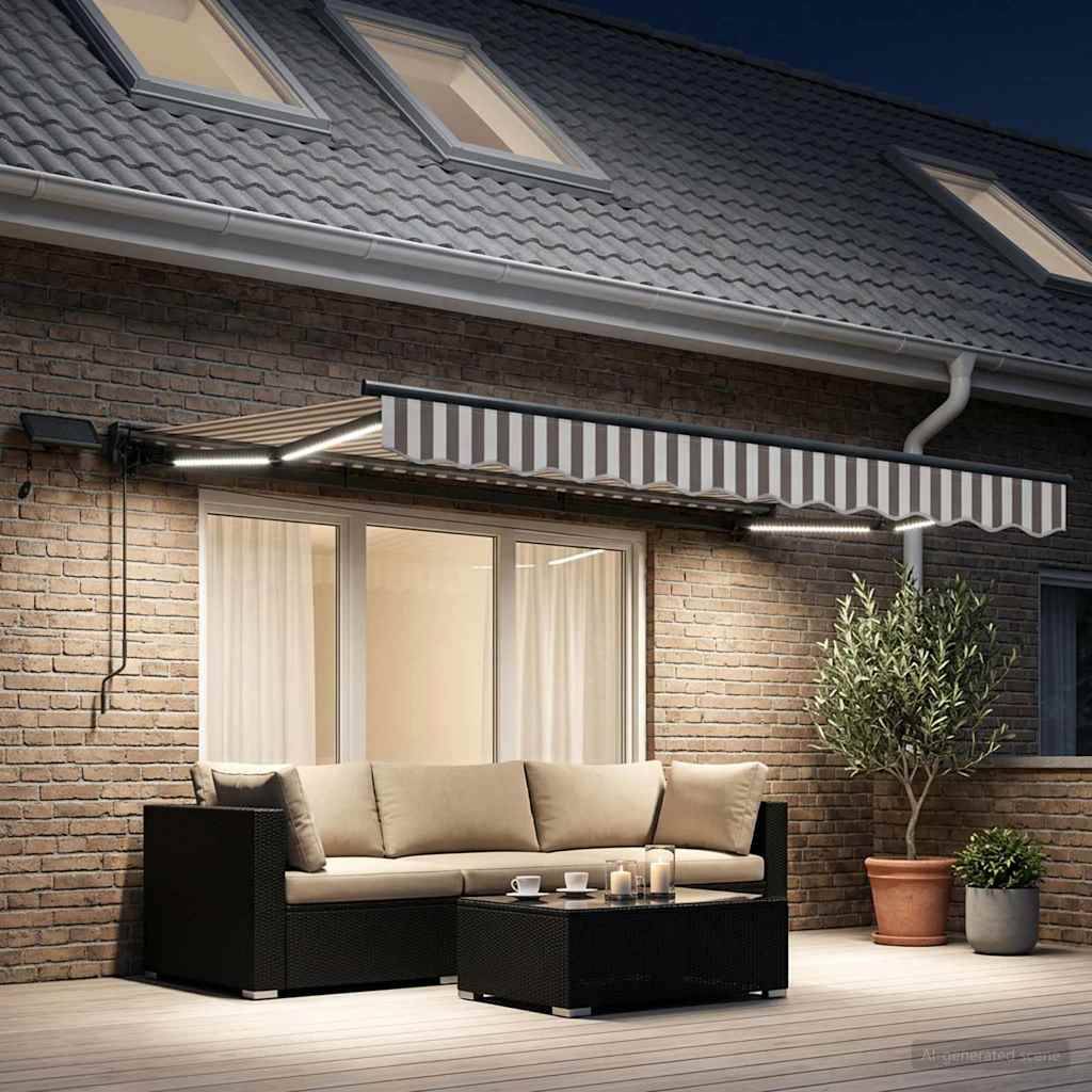 ComfortXL - Store banne semi-coffre polyester alu pour jardin avec LED 3,5x2,5m gris clair - ComfortXL Outdoor Living - Image 1