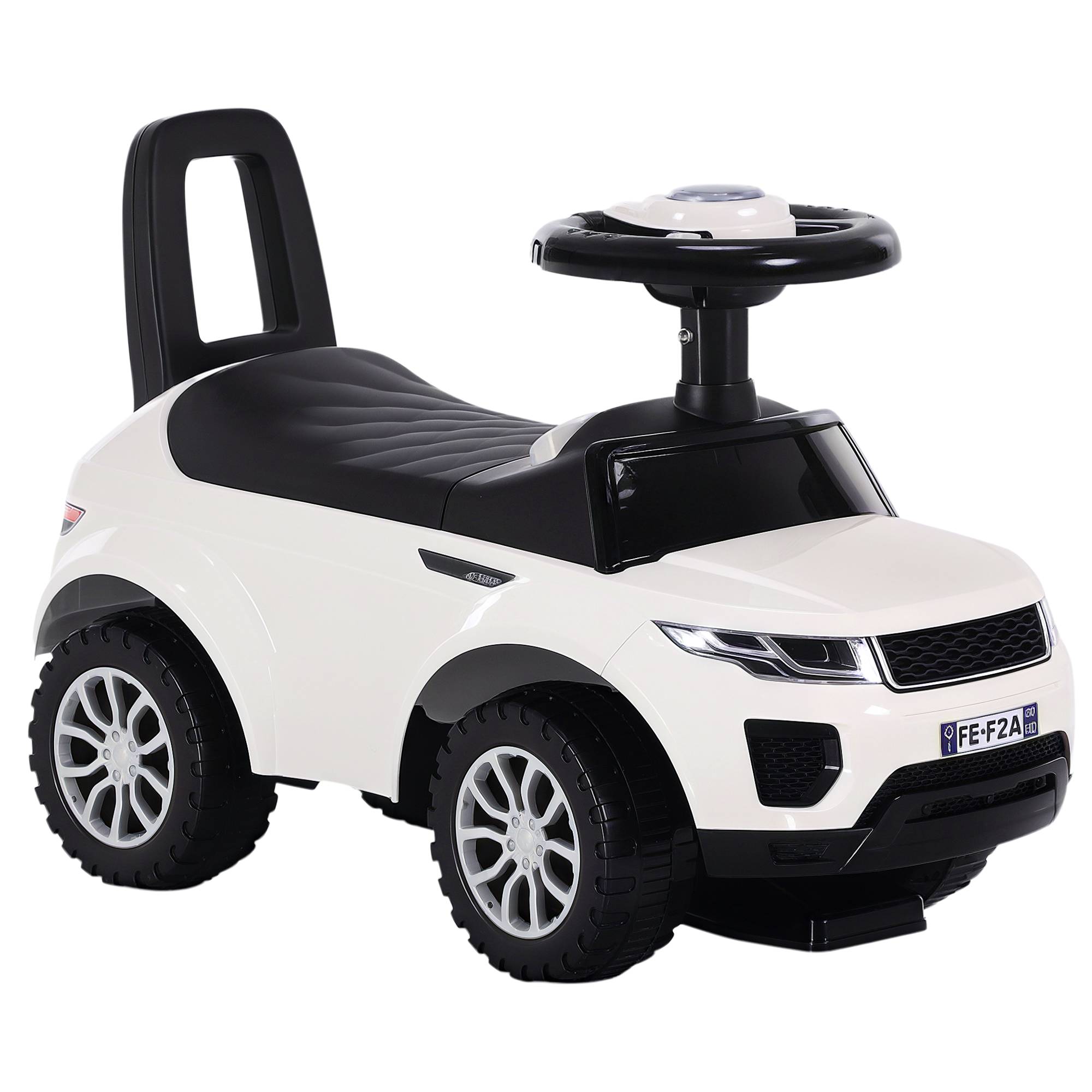 Porteur enfant véhicule à pousser, porteur bébé avec klaxon, compteurs factices et coffre à jouets pour enfants de 12 à 36 mois, blanc