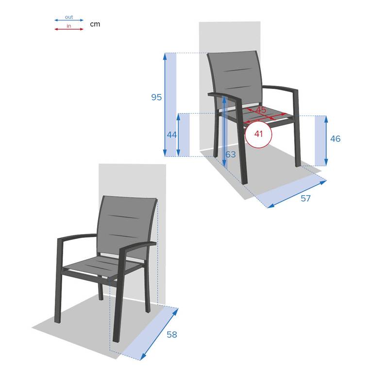 Hesperide - Fauteuil de jardin empilable "Allure" gris poivre & graphite aluminium traité époxy Hespéride - Imagen 6