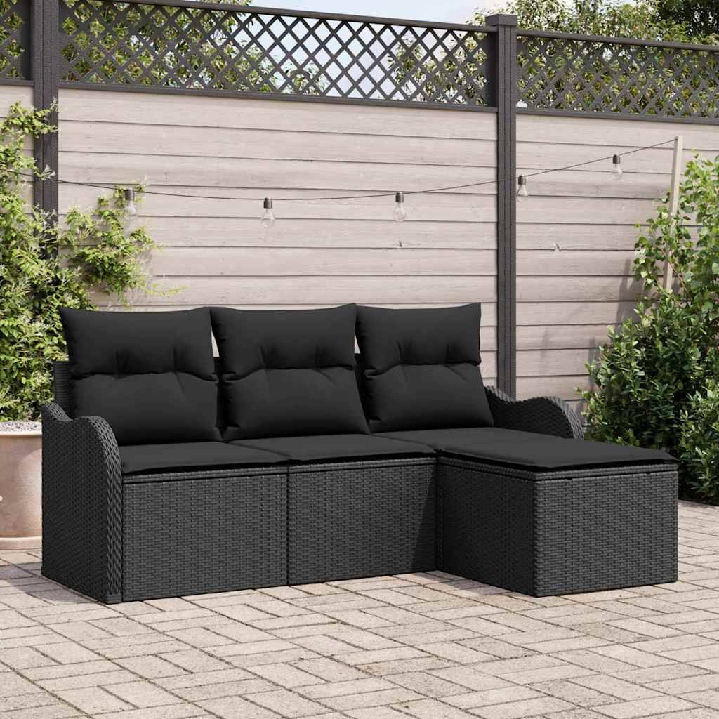 Salon de Jardin 4 Places Polyrotin Modulable avec Coffre de Rangement et Table Relevable Noir – ComfortXL Outdoor Living - Image 1