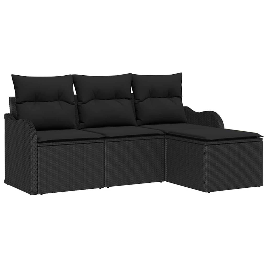 Salon de Jardin 4 Places Polyrotin Modulable avec Coffre de Rangement et Table Relevable Noir – ComfortXL Outdoor Living - Image 2