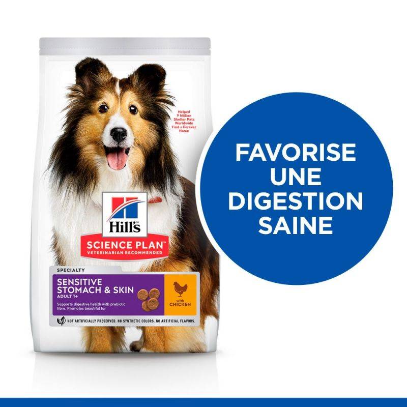 CROQUETTES CHIEN SCIENCE PLAN ADULTE MEDIUM SENSITIVE STOMACH & SKIN POULET - HILL'S 14 kg - Image 3