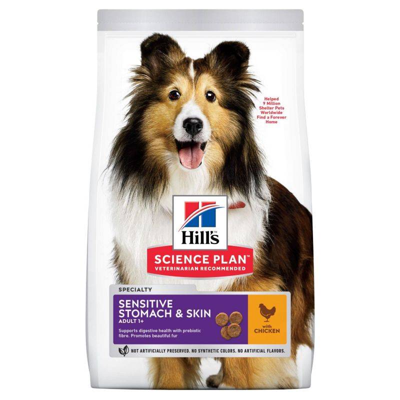 CROQUETTES CHIEN SCIENCE PLAN ADULTE MEDIUM SENSITIVE STOMACH & SKIN POULET - HILL'S 14 kg - Image 1