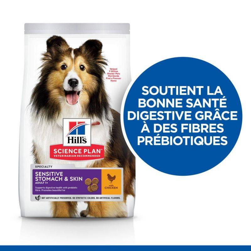 CROQUETTES CHIEN SCIENCE PLAN ADULTE MEDIUM SENSITIVE STOMACH & SKIN POULET - HILL'S 14 kg - Image 2