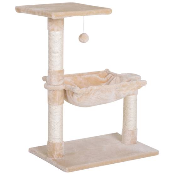 Arbre à chat multiniveaux peluche pour intérieur jeu et sommeil 50x36x70cm beige - ComfortXL Outdoor Living - Image 1