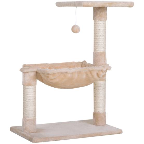 Arbre à chat multiniveaux peluche pour intérieur jeu et sommeil 50x36x70cm beige - ComfortXL Outdoor Living - Image 2