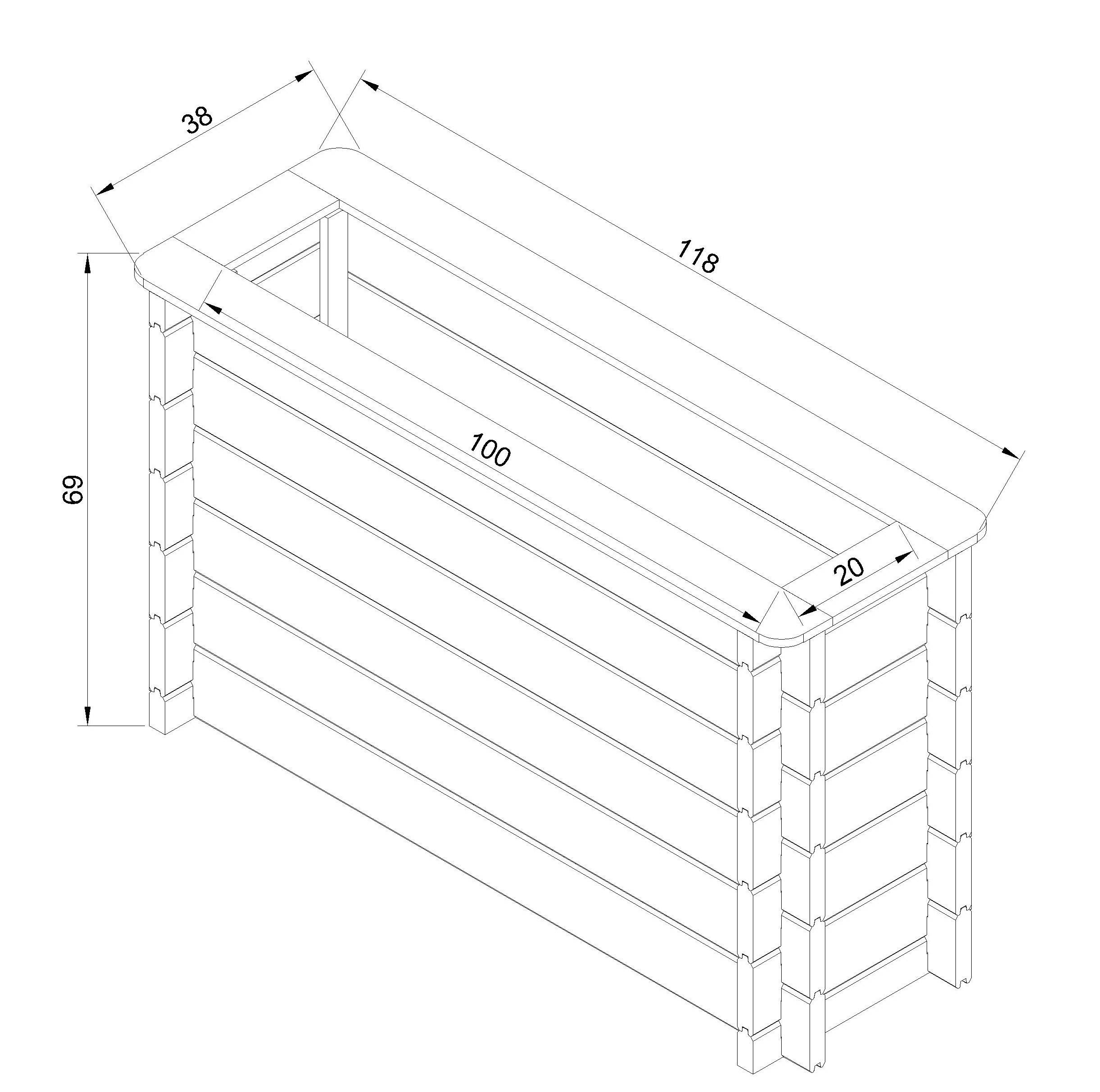 Timbela - Carre Potager Exterieur Bois 118x38xH69 cm - Jardinieres Exterieur pour Fleurs, Herbes aromatiques, Légumes - 28 mm d’épaisseur - Timbela M615 - Image 6
