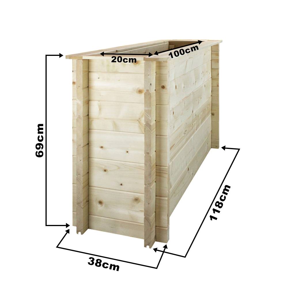 Timbela - Carre Potager Exterieur Bois 118x38xH69 cm - Jardinieres Exterieur pour Fleurs, Herbes aromatiques, Légumes - 28 mm d’épaisseur - Timbela M615 - Image 5