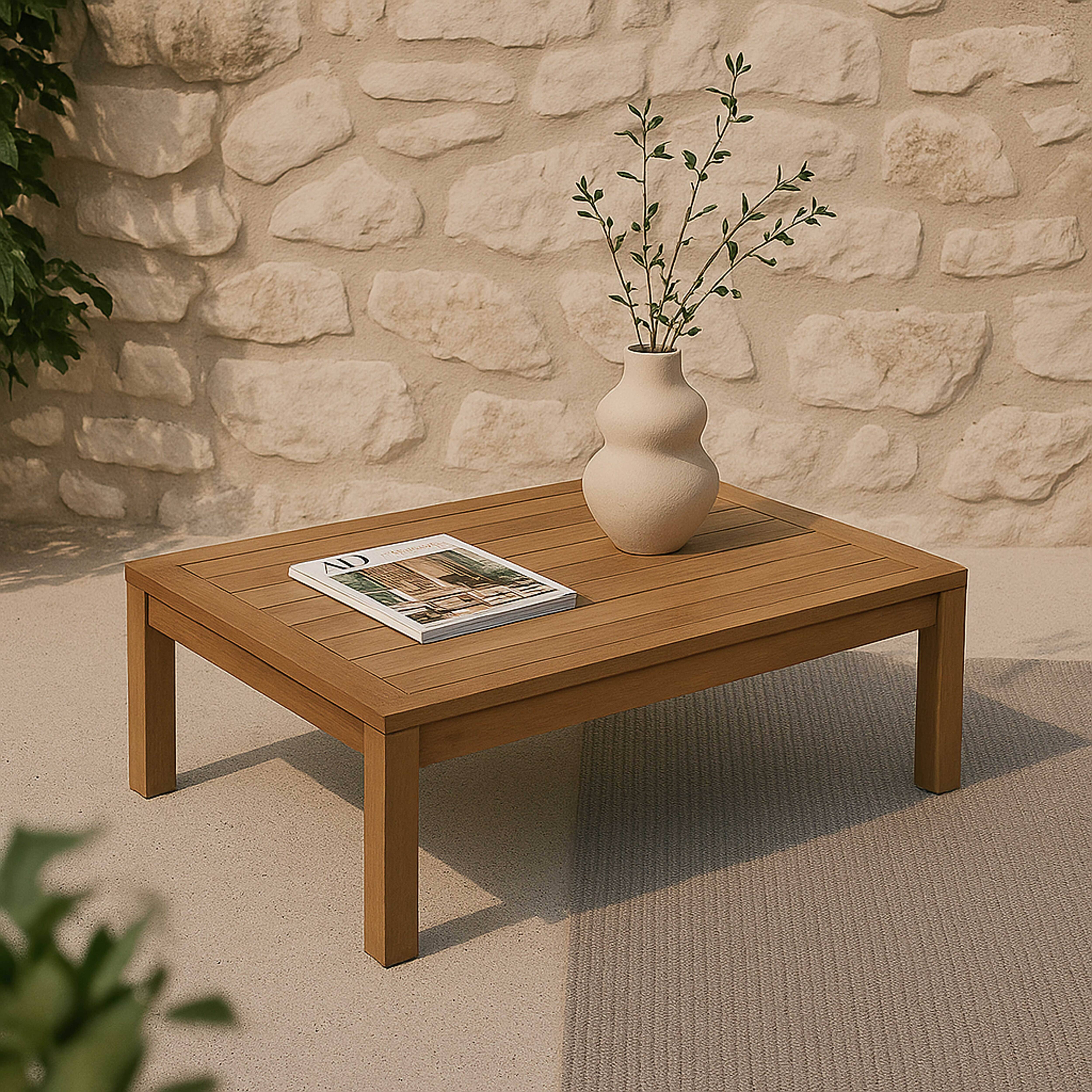 Oviala - Table basse de jardin en bois 80 x 60 x 30 cm Maupiti Maupiti - Oviala - Imagen 2