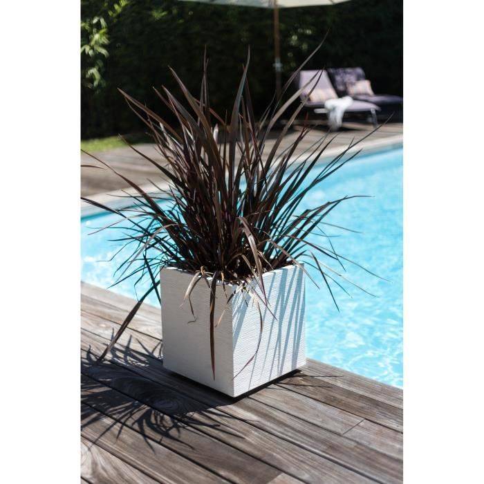 EDA Plastiques - Pot de fleurs carré graphit blanc L39.5 x l39.5 x H43.5 cm - Image 6