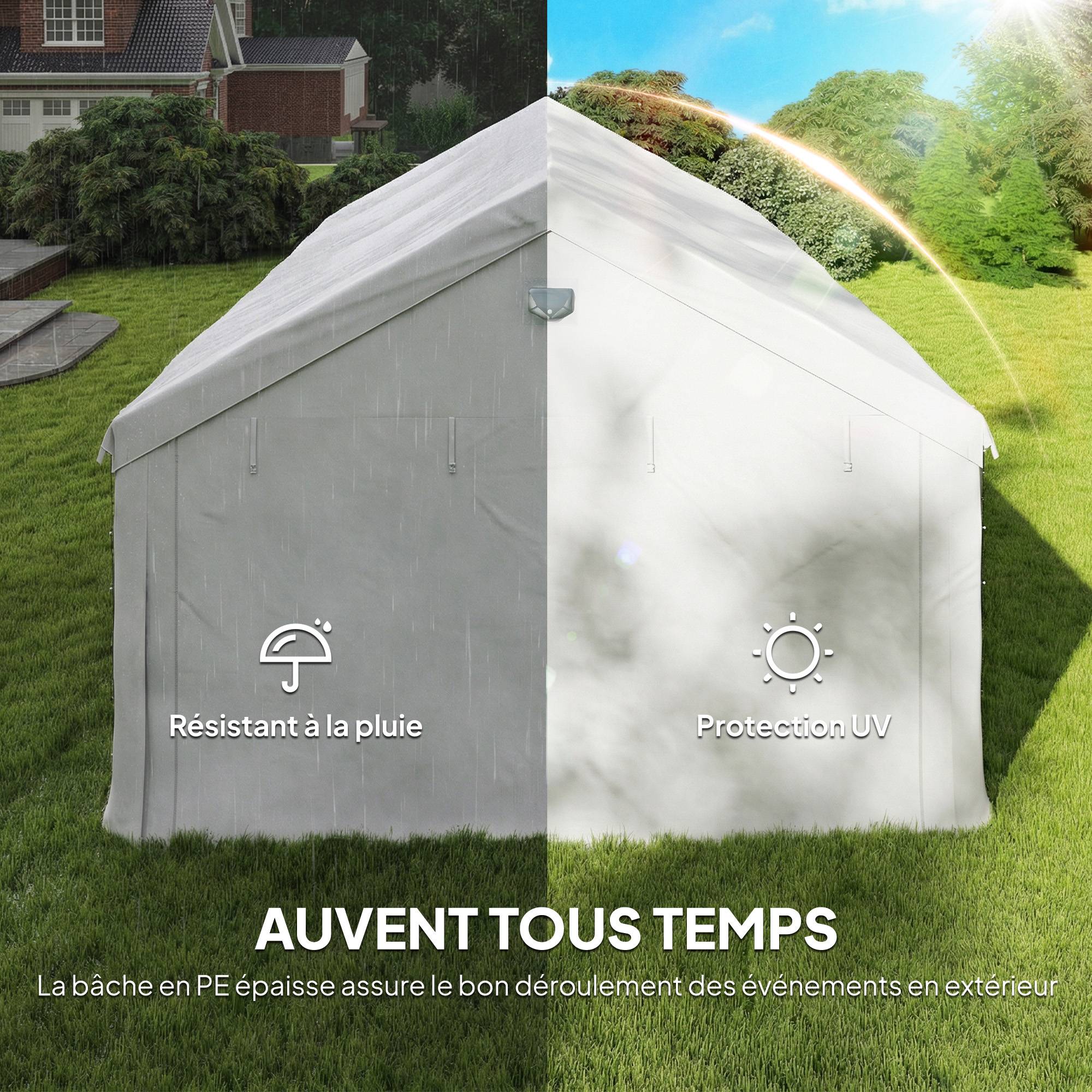 ComfortXL - Tente réception barnum acier PE jardin fête éclairage LED fenêtres imperméable 600x400cm blanc - ComfortXL Outdoor Living - Image 7