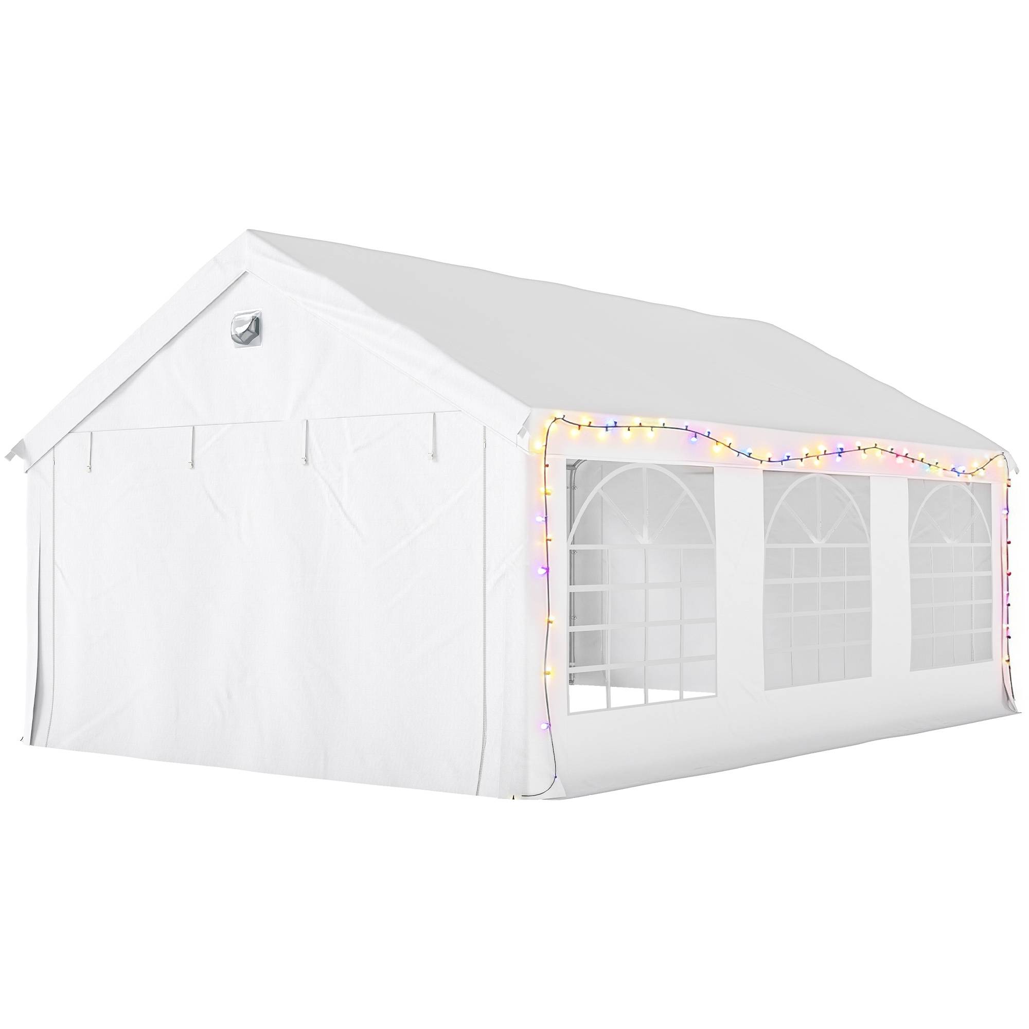 ComfortXL - Tente réception barnum acier PE jardin fête éclairage LED fenêtres imperméable 600x400cm blanc - ComfortXL Outdoor Living - Image 2