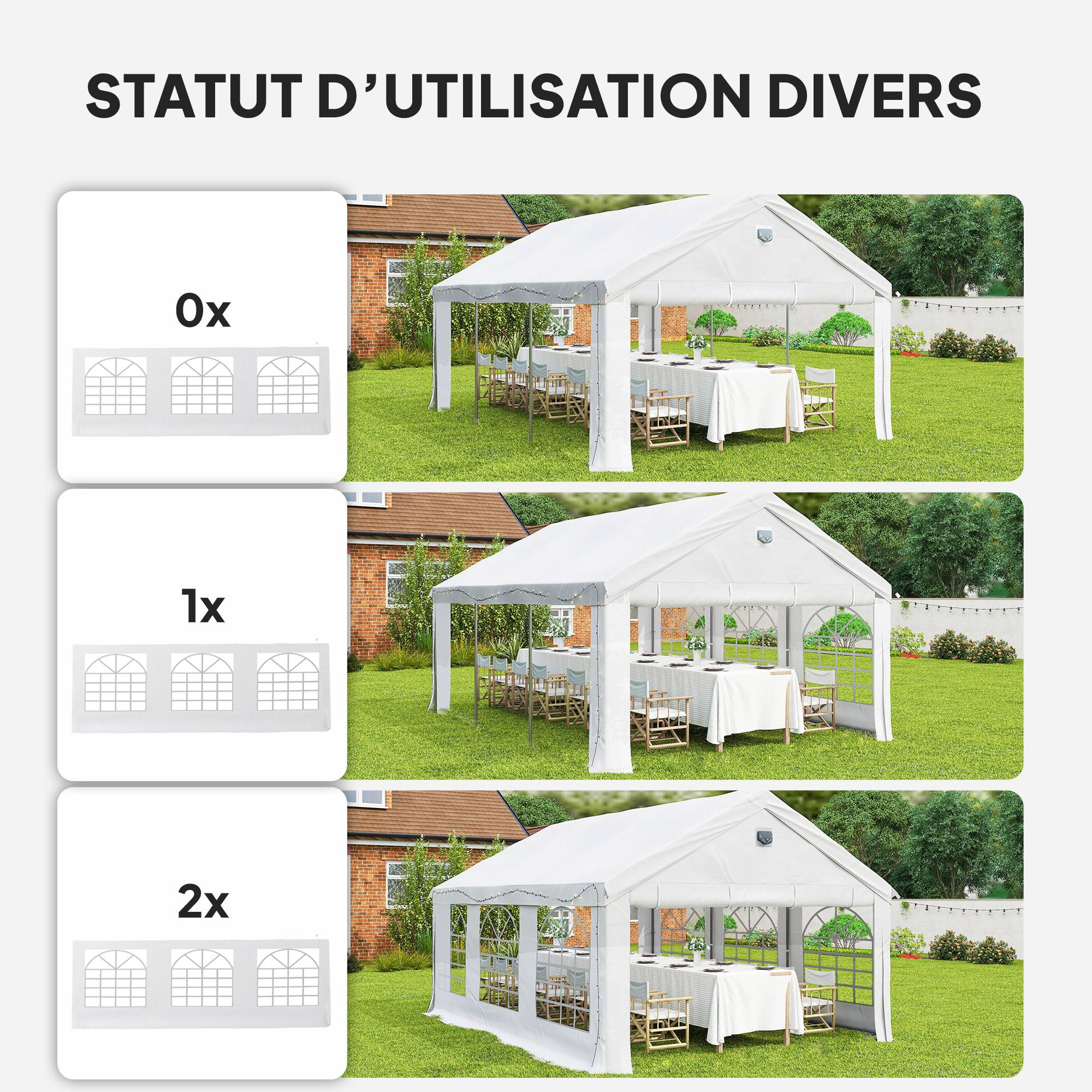 ComfortXL - Tente réception barnum acier PE jardin fête éclairage LED fenêtres imperméable 600x400cm blanc - ComfortXL Outdoor Living - Image 10