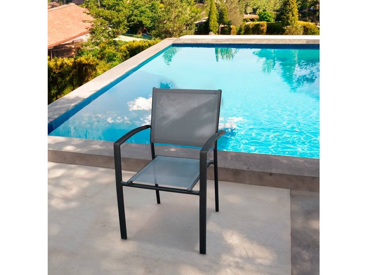 Habitat Et Jardin - Lot De 6 Chaises De Jardin En Aluminium "lyraya" - Anthracite -habitat Et Jardin - Imagen 2