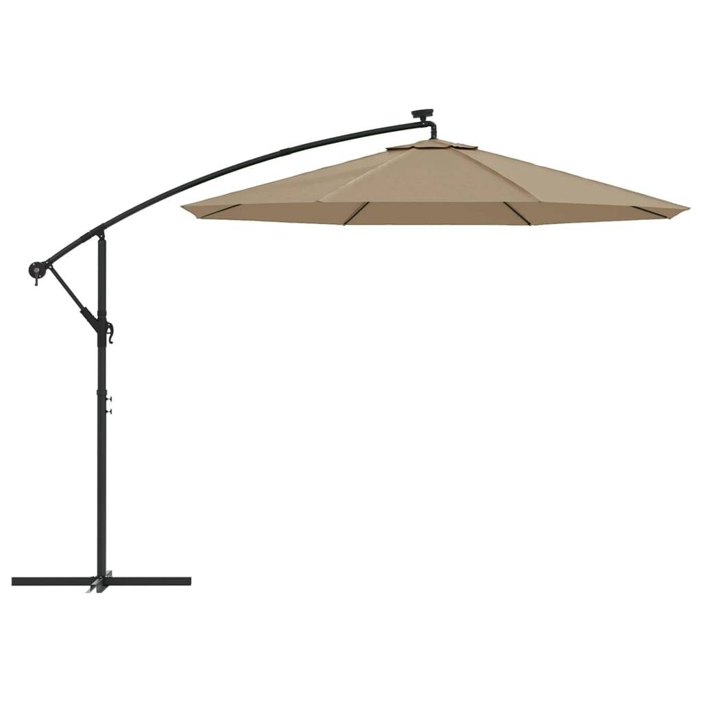 Helloshop26 - Parasol meuble de jardin en porte-à-faux led et mât en acier 300 cm taupe - Imagen 1