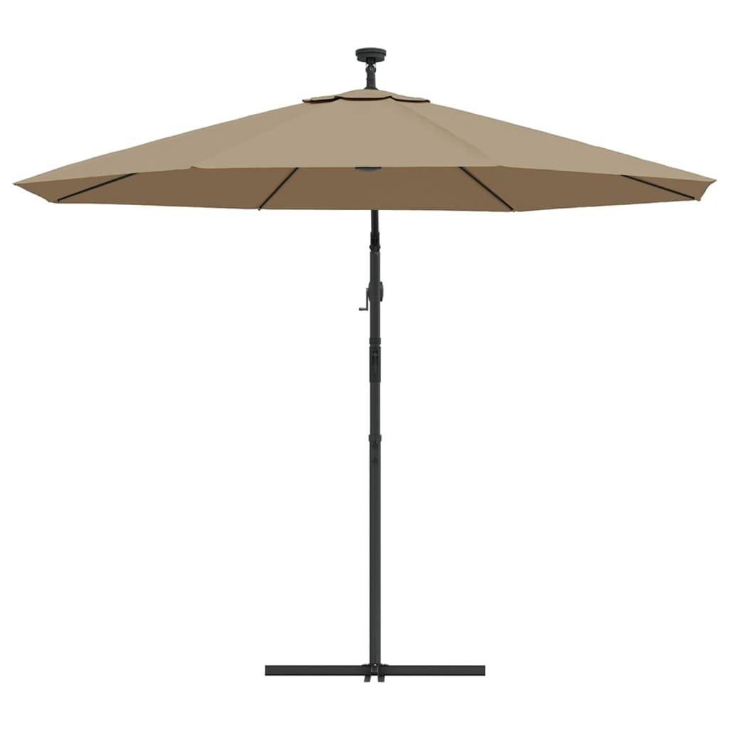 Helloshop26 - Parasol meuble de jardin en porte-à-faux led et mât en acier 300 cm taupe - Imagen 5