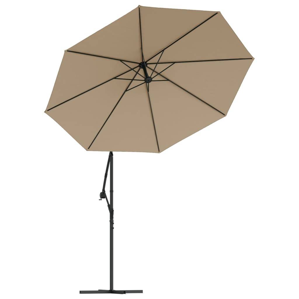 Helloshop26 - Parasol meuble de jardin en porte-à-faux led et mât en acier 300 cm taupe - Imagen 2