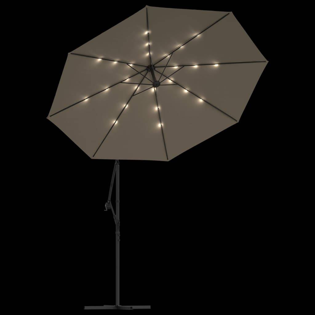 Helloshop26 - Parasol meuble de jardin en porte-à-faux led et mât en acier 300 cm taupe - Imagen 4
